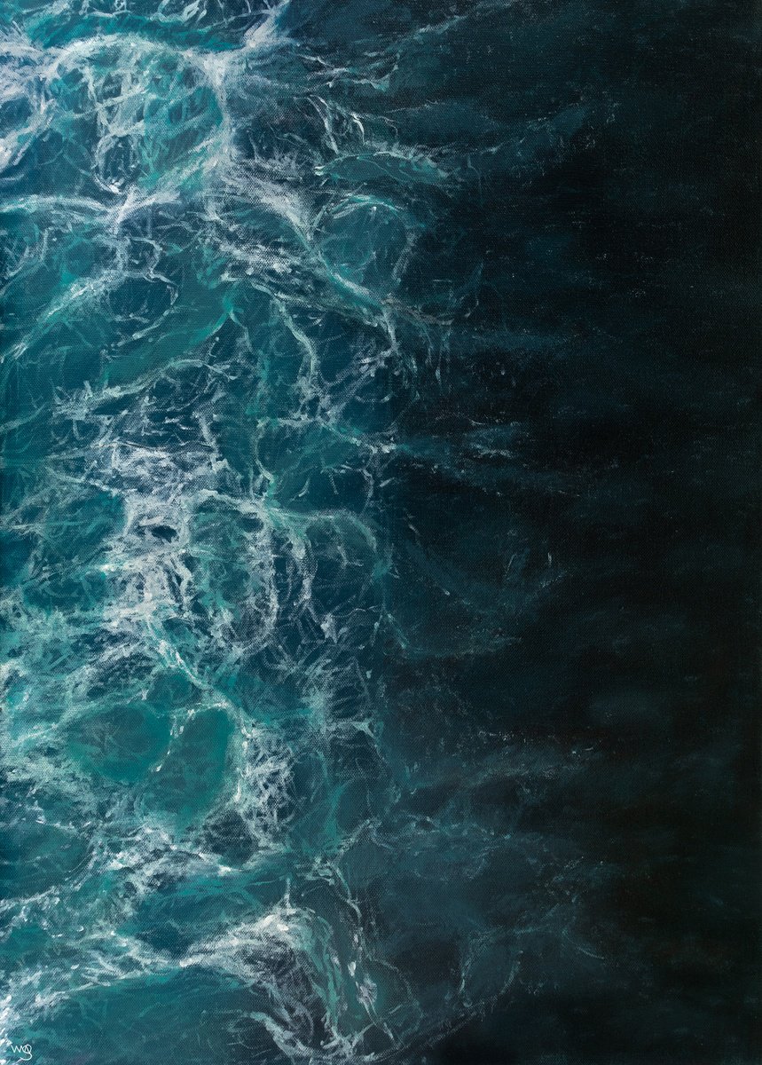 Photorealistic Landscape Acrylic Painting By Sarah Vms Art, 20 X 28", Aesthetic Ocean, Original Artwork