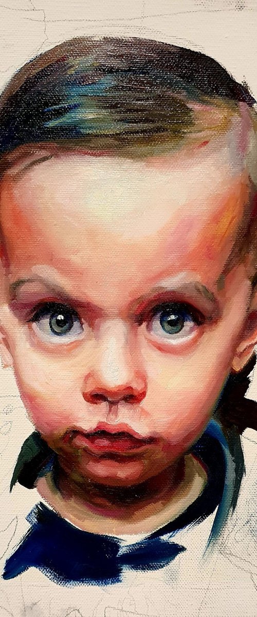 Baby portrait Child kids children  Comission portrait from photo by Liubou Sas