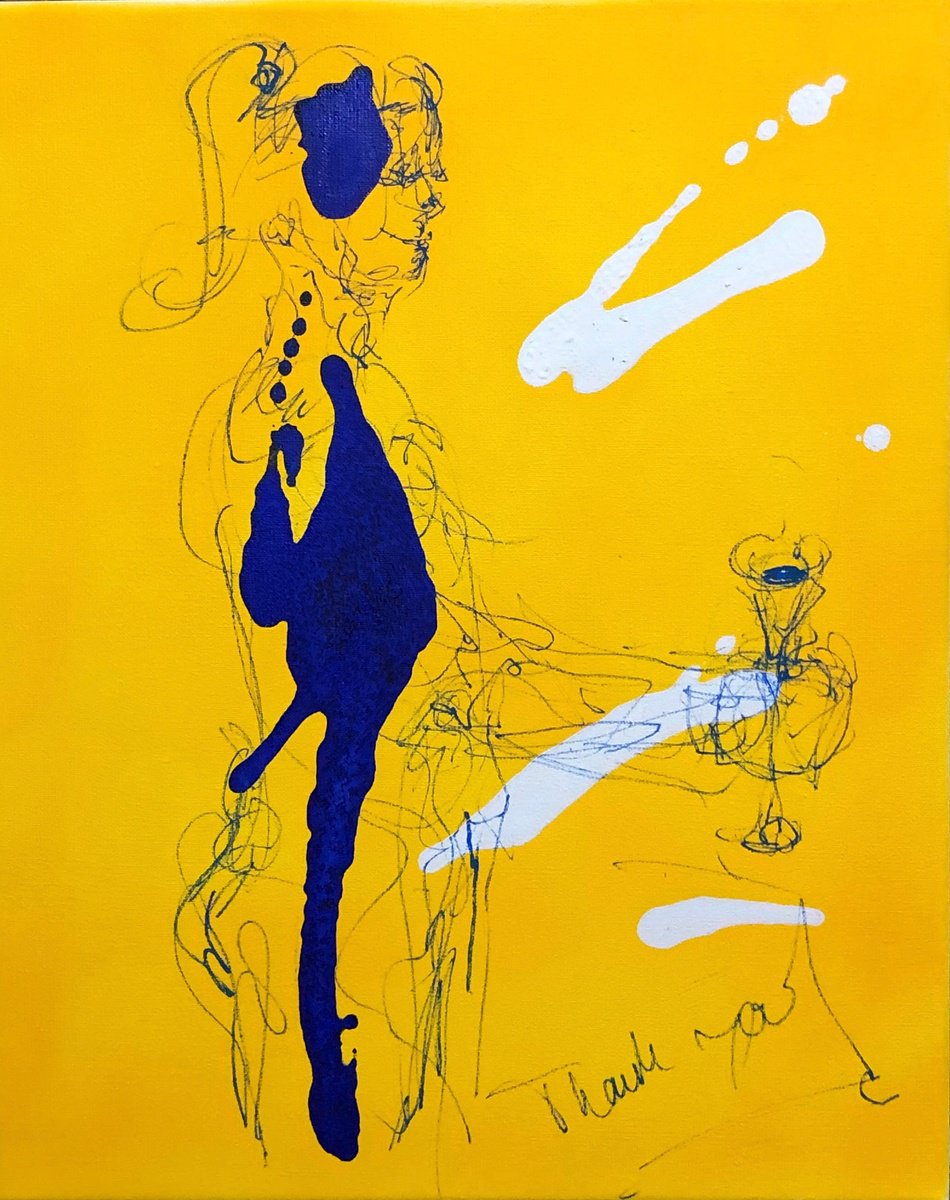 Urban And Pop Portrait Acrylic Painting By Nicole Leidenfrost, 16 X 20", Thank You, Original Artwork