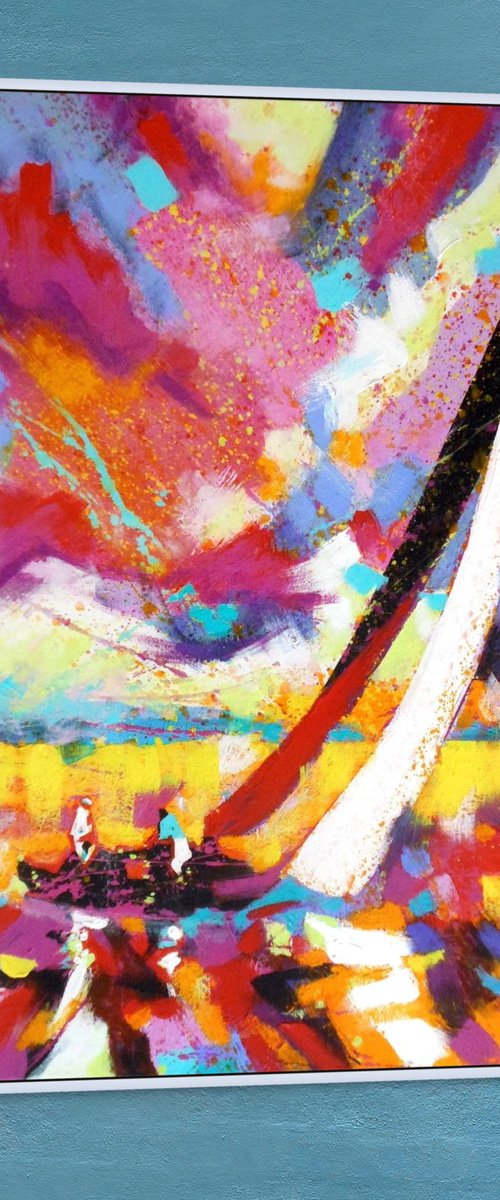 Seascape With Yacht by Evgen Semenyuk