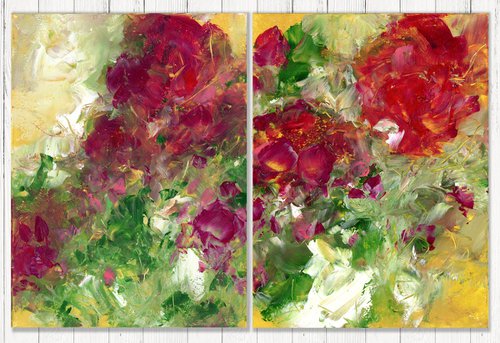 Promise Garden - diptych - 2 paintings by Kathy Morton Stanion
