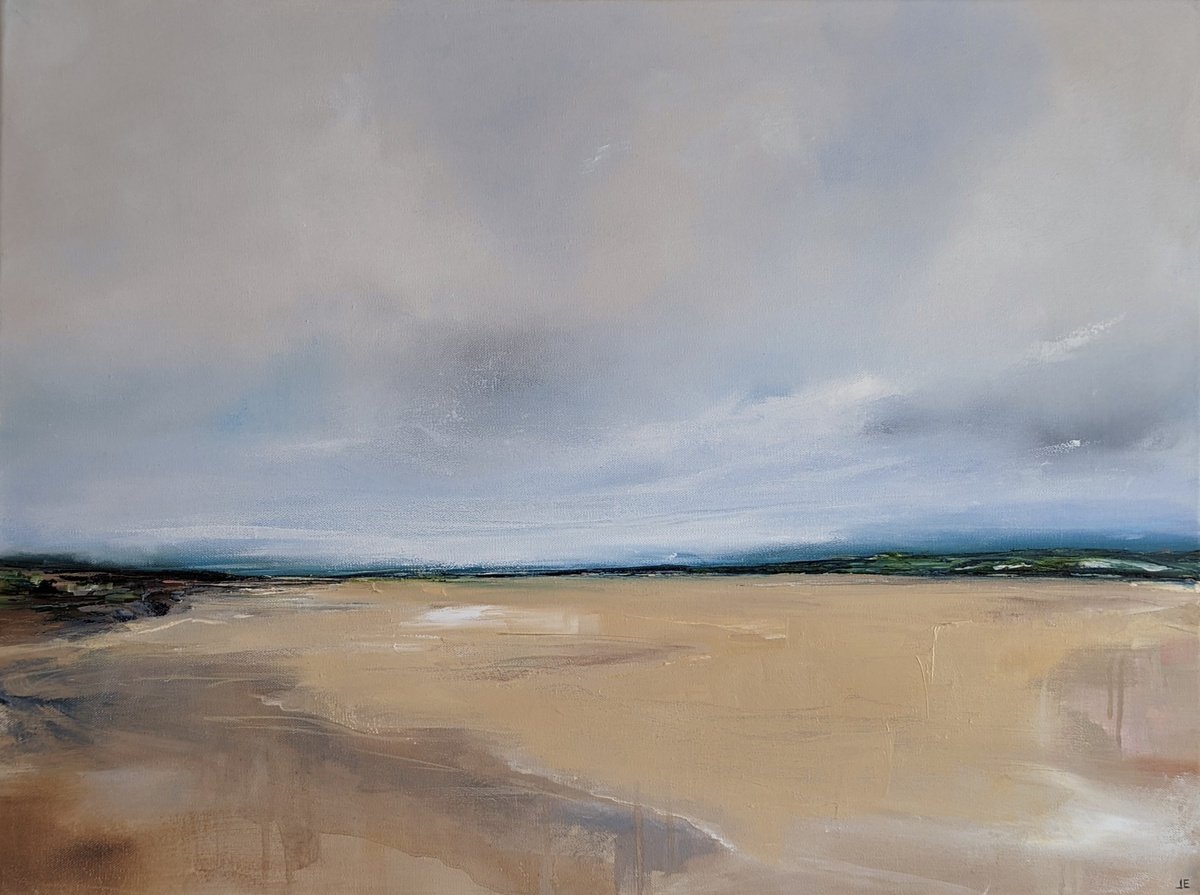 Abstract Landscape Oil Painting By Jo Earl, 31 X 24, Abstract Hoylake, The Wirral, Original Artwork