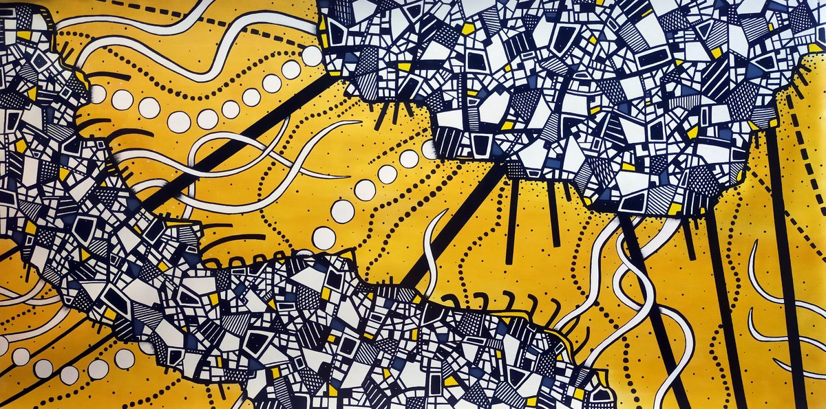 Abstract Acrylic Painting By Riccardo Ticco Capparella, 62 X 31", The Man Who Was Too Loud #2, Original Artwork