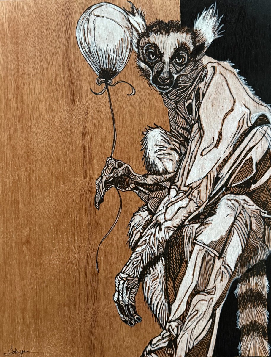 Illustrative Animal Ink Drawing By Lola Jovan, 11 X 14", Leopold Can Leap, Original Artwork