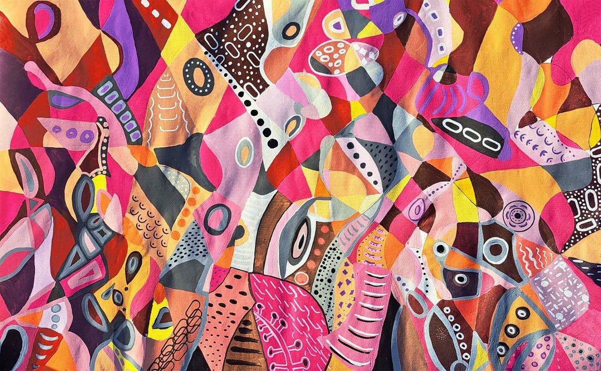 Organic Abstract Acrylic Painting By Sanja Jancic, 63 X 39", Xxl Euphoria, Original Artwork