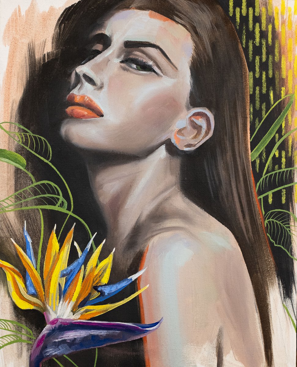 Temptation / girl and strelitzia flower/ woman portrait by Daria Shalik