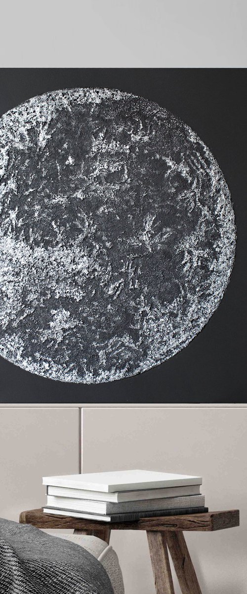 "Silver Moon" Silver moon textured art by Alex