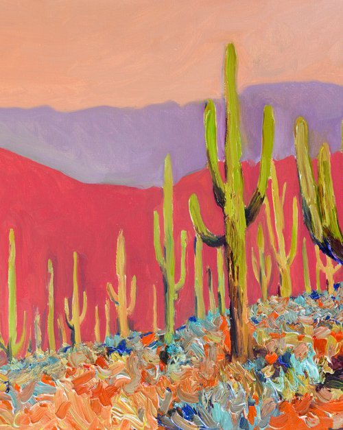 Warm Evening, Saguaros by Suren Nersisyan