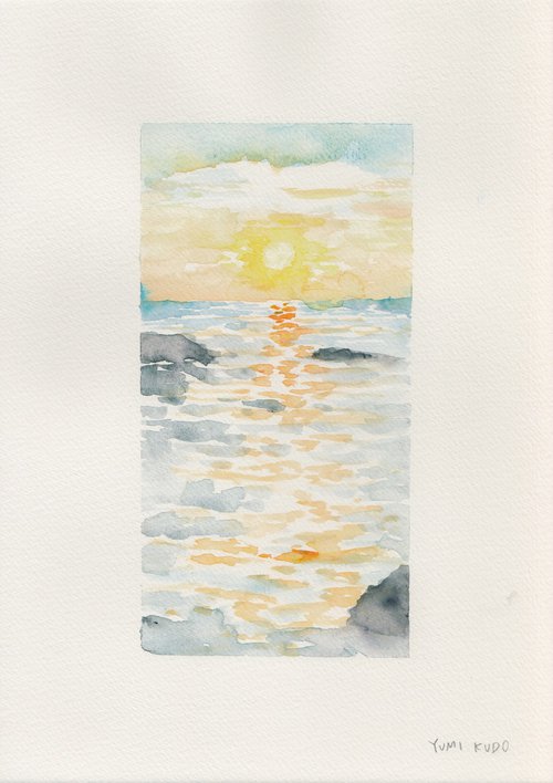 Sunset over the sea of Crete by Yumi Kudo