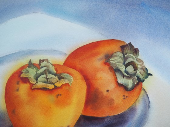 Persimmons on plate