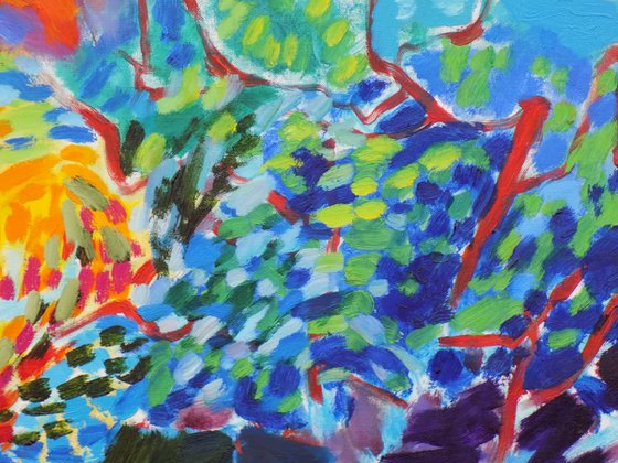 The wind blowing in the orchard