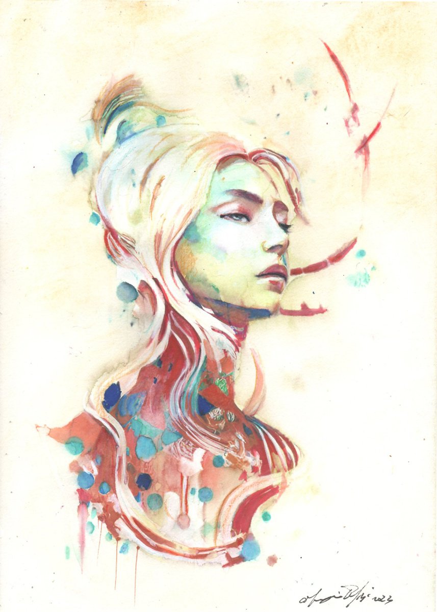 Urban And Pop Portrait Ink Drawing By Maurizio Puglisi, 8 X 12", Ginger Blondie, Original Artwork