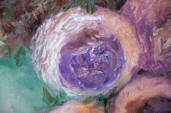 PEONY Small Flowers Still Life on Canvas