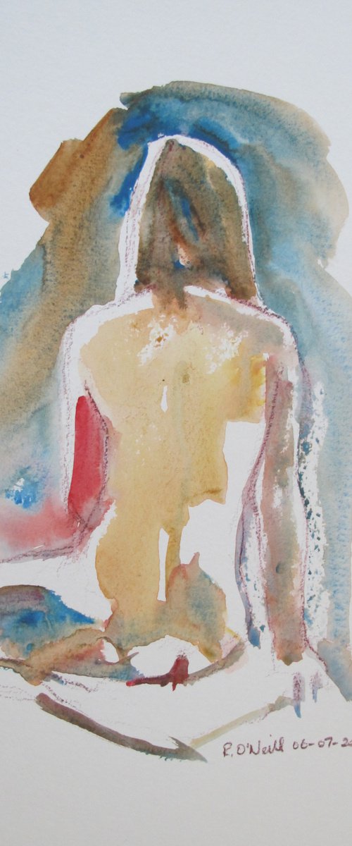 Seated female nude back view by Rory O’Neill