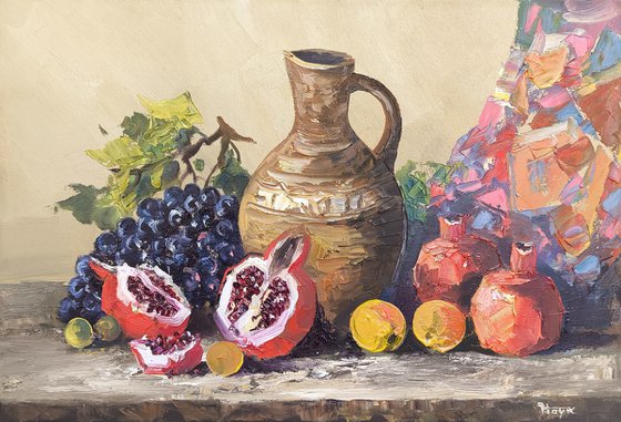 Clay Jug and Autumn Fruits