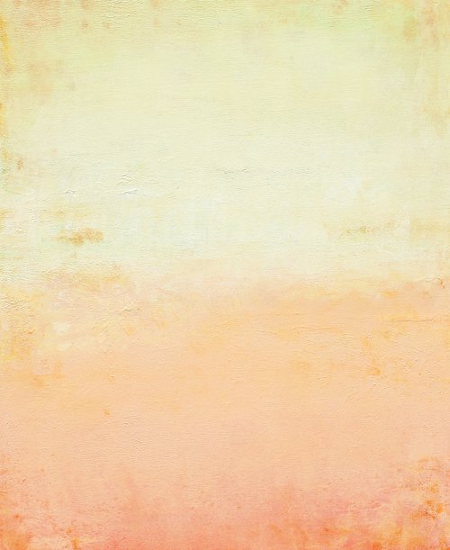 Peach And Yellow 220609, peach pink and yellow abstract color field. by Don Bishop
