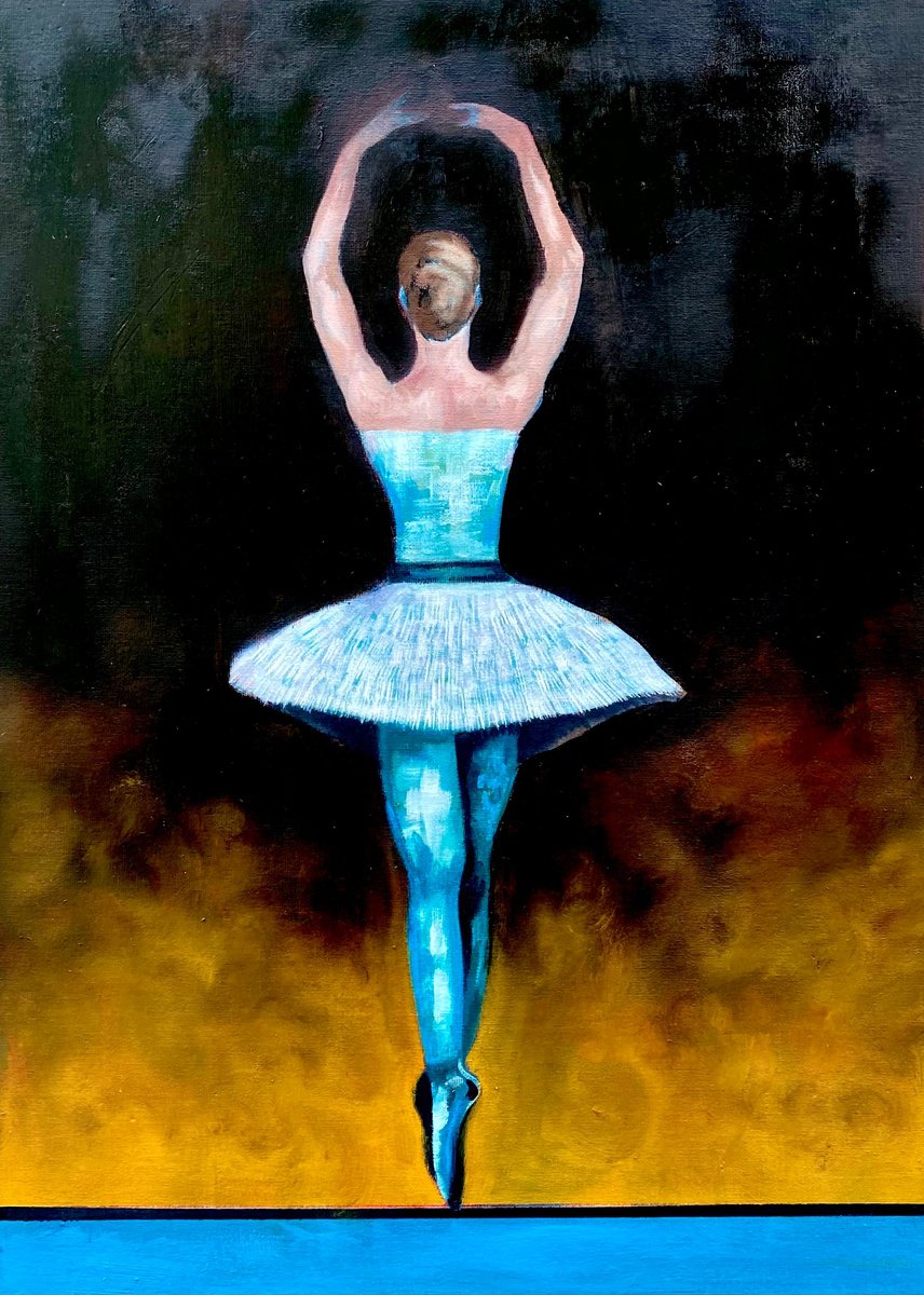 Abstract Portrait Oil Painting By Stevie Nicholson, 24 X 33", Beautiful Ballerina, Original Artwork