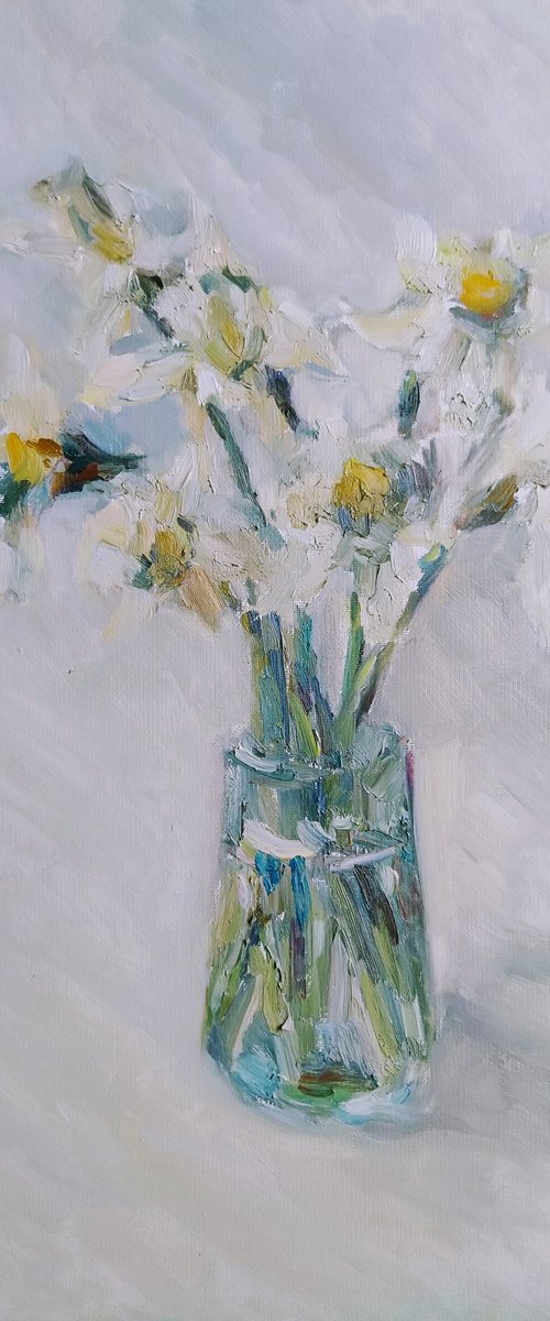 Daffodils. Original oil painting. by Elena Klyan