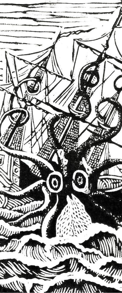 Black and White - Pirates and the Octopus by Reimaennchen - Christian Reimann