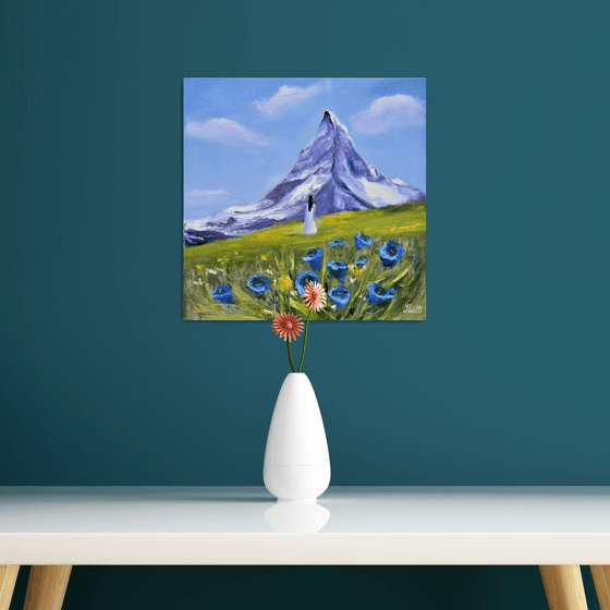 Аlpine bells. Small impasto Oil Gift Art.