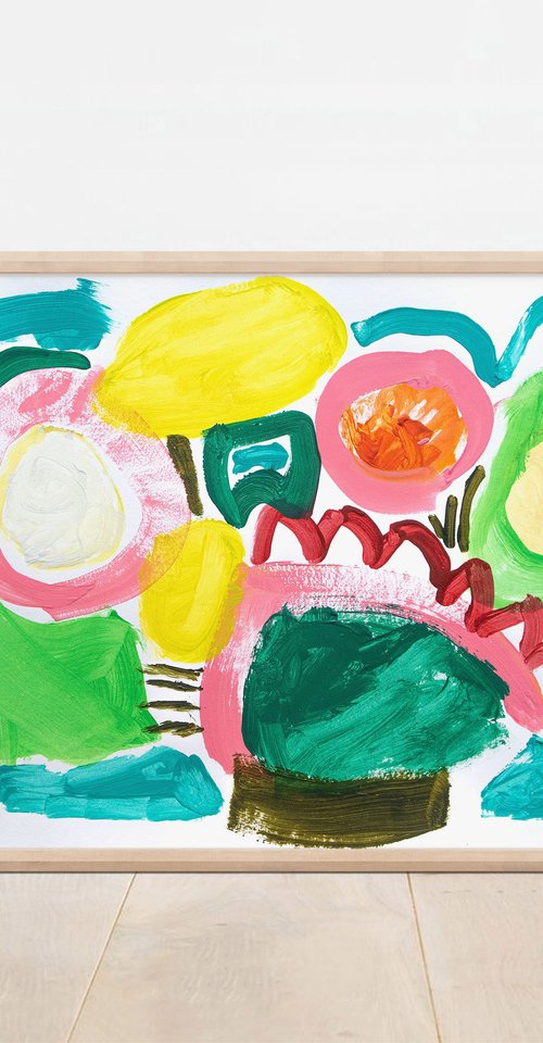 Green, Pink, and Yellow Shapes by Suzie Cumming