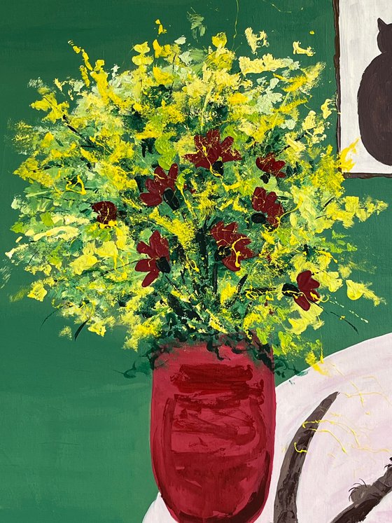 Woman with Cat original Painting