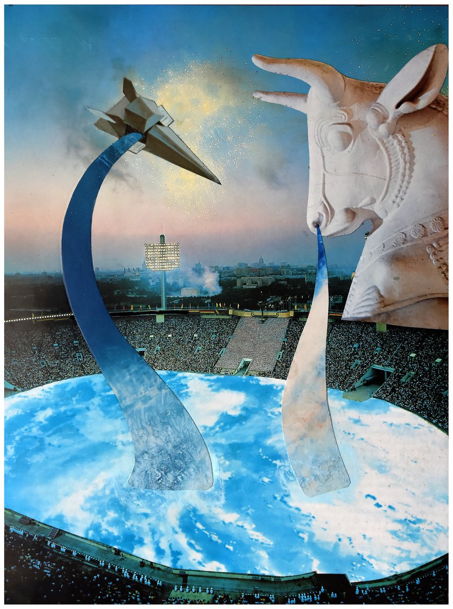 Cityscapes Collage By Pete Davies, 11 X 14", Opening Closing Ceremony, Original Artwork