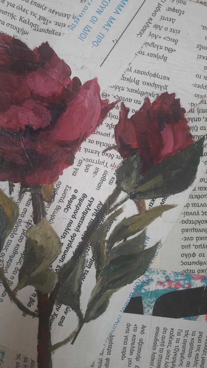 flowers on newspapers by GEORGIA PANTAZELOU