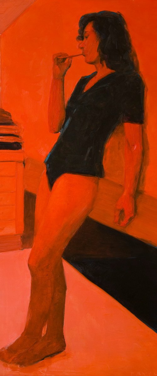 nude woman in orange and black by Olivier Payeur