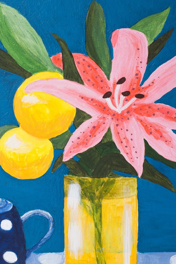 Still life with lily and lemon
