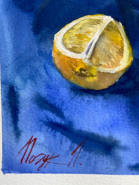 Lemons on blue