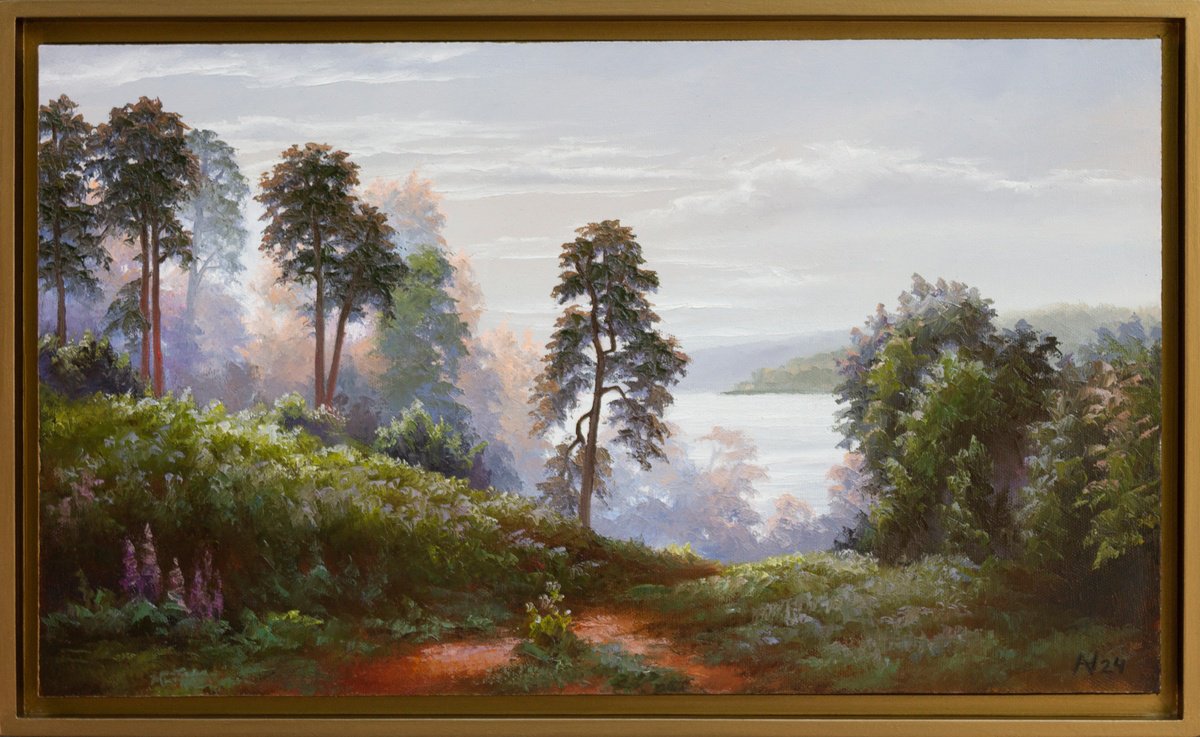 Impressionistic Landscape Oil Painting By Oleksii Vylusk, 25 X 15", Morning 16, Original Artwork