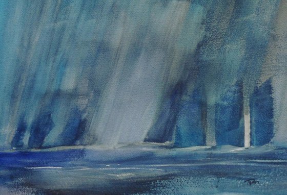 STORMY YACHT BLUES, ANGLESEY. Original Seascape Watercolour Painting.