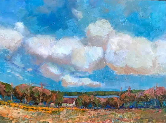 Winter Clouds landscape oil painting