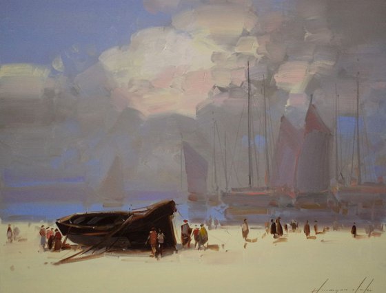 Seashore  Original oil painting  Handmade artwork One of a kind