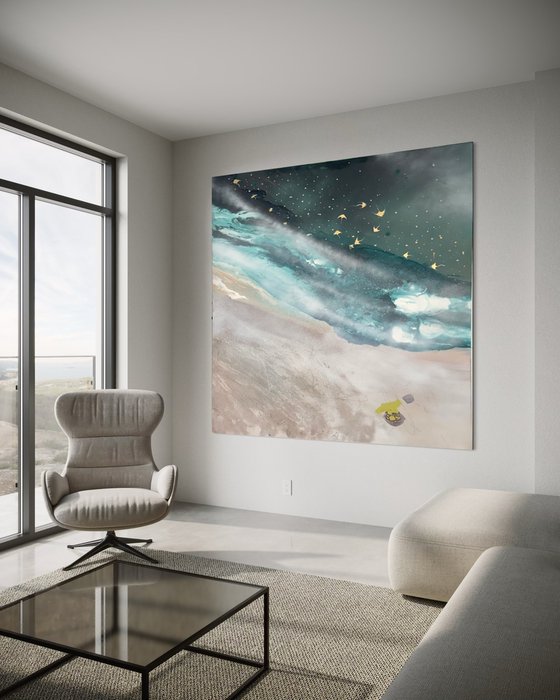 Serene shoreline sand blush  n green