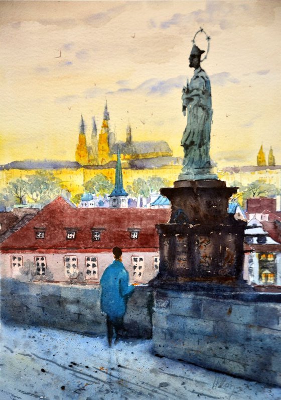 Twilight in Prague Charles Bridge