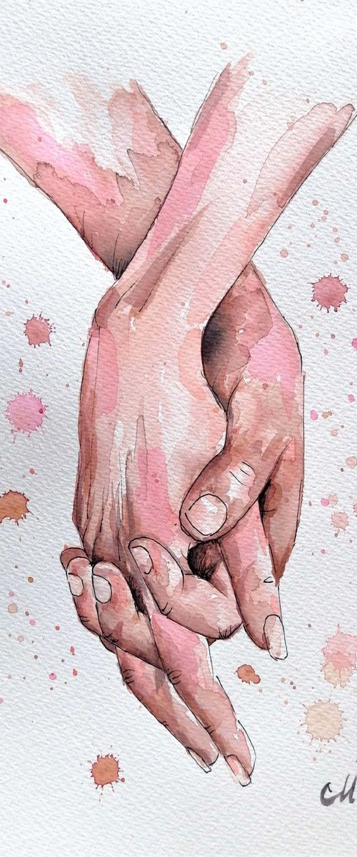 Lovers holding hands by Mateja Marinko