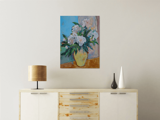 Peonies in the yellow jug