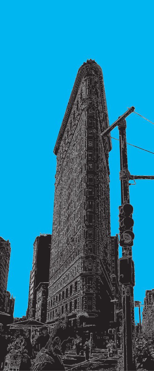 The Flatiron Building 1 NY on blue by Keith Dodd