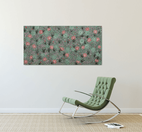 Pink, White and Green Blooms