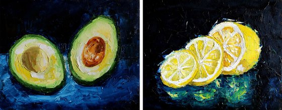Avocado and lemon (diptych)