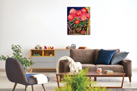 PEONIES - Still Life with Peonies - Floral Wall Decor - Oil Painting - Impressionism - 100x80