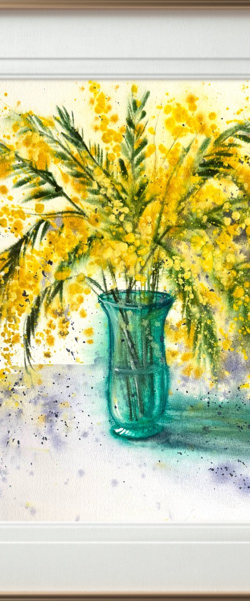 Mimosa branch Acacia Dealbata by Yuliia Sharapova