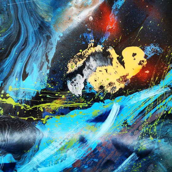Gigantic xxl superbe colors abstraction fluid painting action art drippinig 450 cm ! by master Kloska