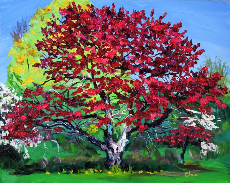 Fiery Crabapple Oil painting by Christina M Plichta Artfinder