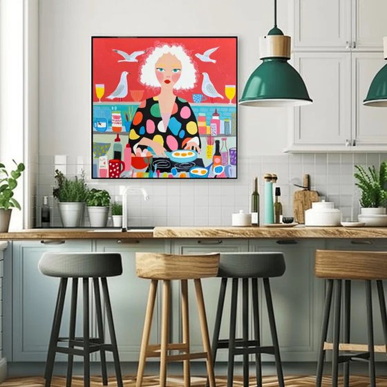 Whimsical Kitchen Woman