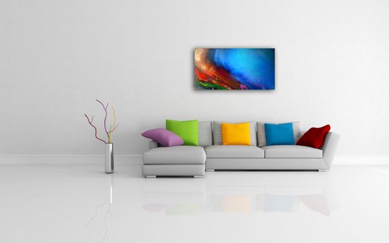 "Blue seascape" LARGE ABSTRACT PAINTING 60x120 cm Landscape, sea, ocean