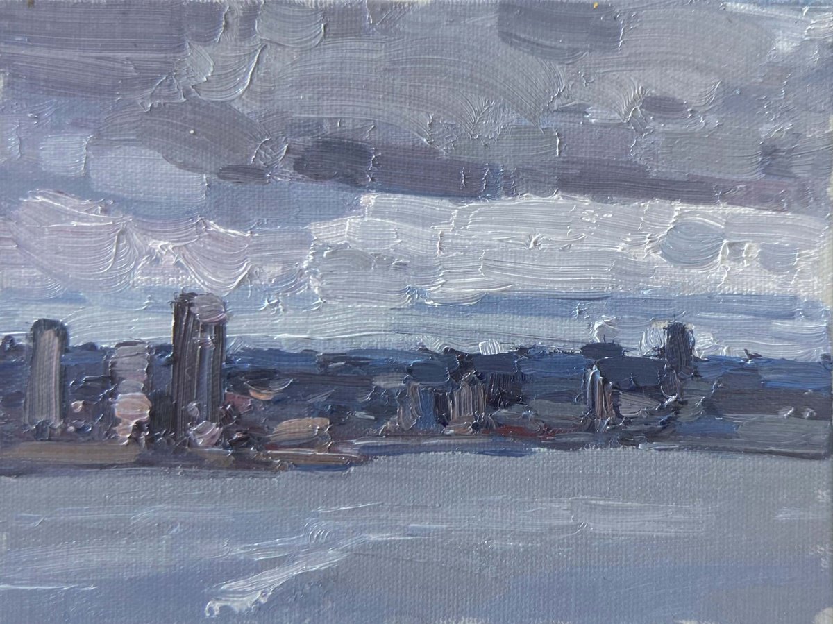 Impressionistic Cityscapes Oil Painting By Nataliia Nosyk, 8 X 6", The East River Nyc, Original Artwork