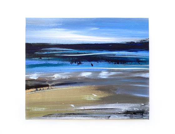Modern abstract sea  painting small acrylic absraction  contemporary art gift idea for friend